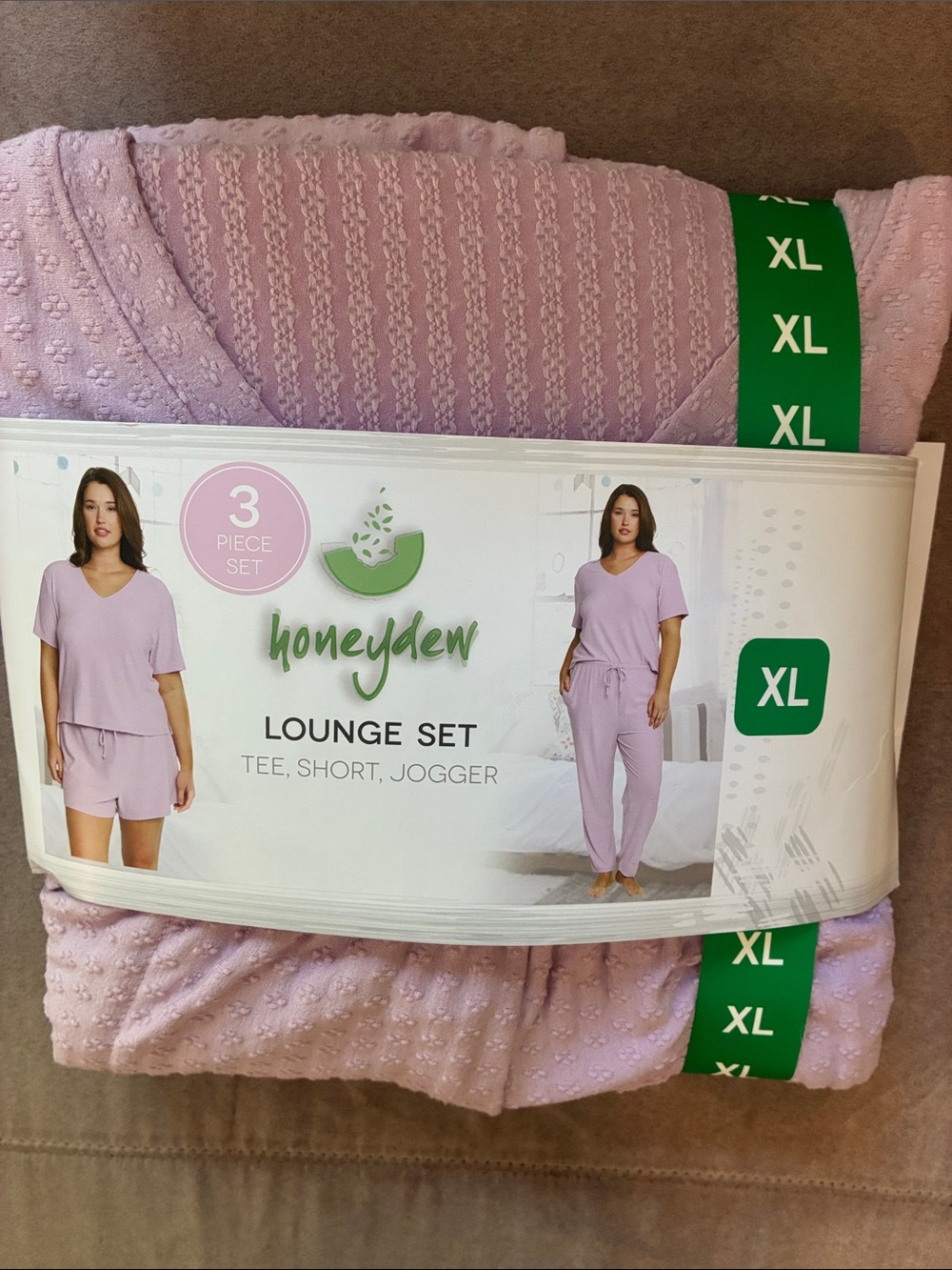 NWT honeydew 3pcs Women’s Lavender Lounge Set - Tee, Short & Jogger (XL)